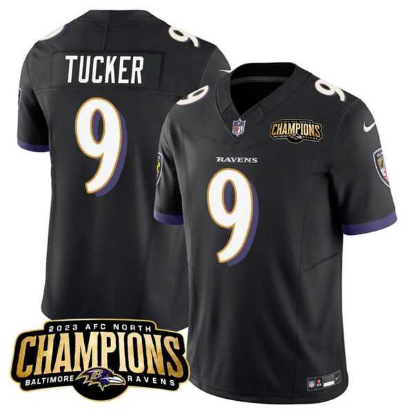 Men & Women & Youth Baltimore Ravens #9 Justin Tucker Black 2023 F.U.S.E. AFC North Champions Vapor Limited Jersey,We sell and wholesale Men & Women & Youth Baltimore Ravens #9 Justin Tucker Black 2023 F.U.S.E. AFC North Champions Vapor Limited Jersey on line form chian!